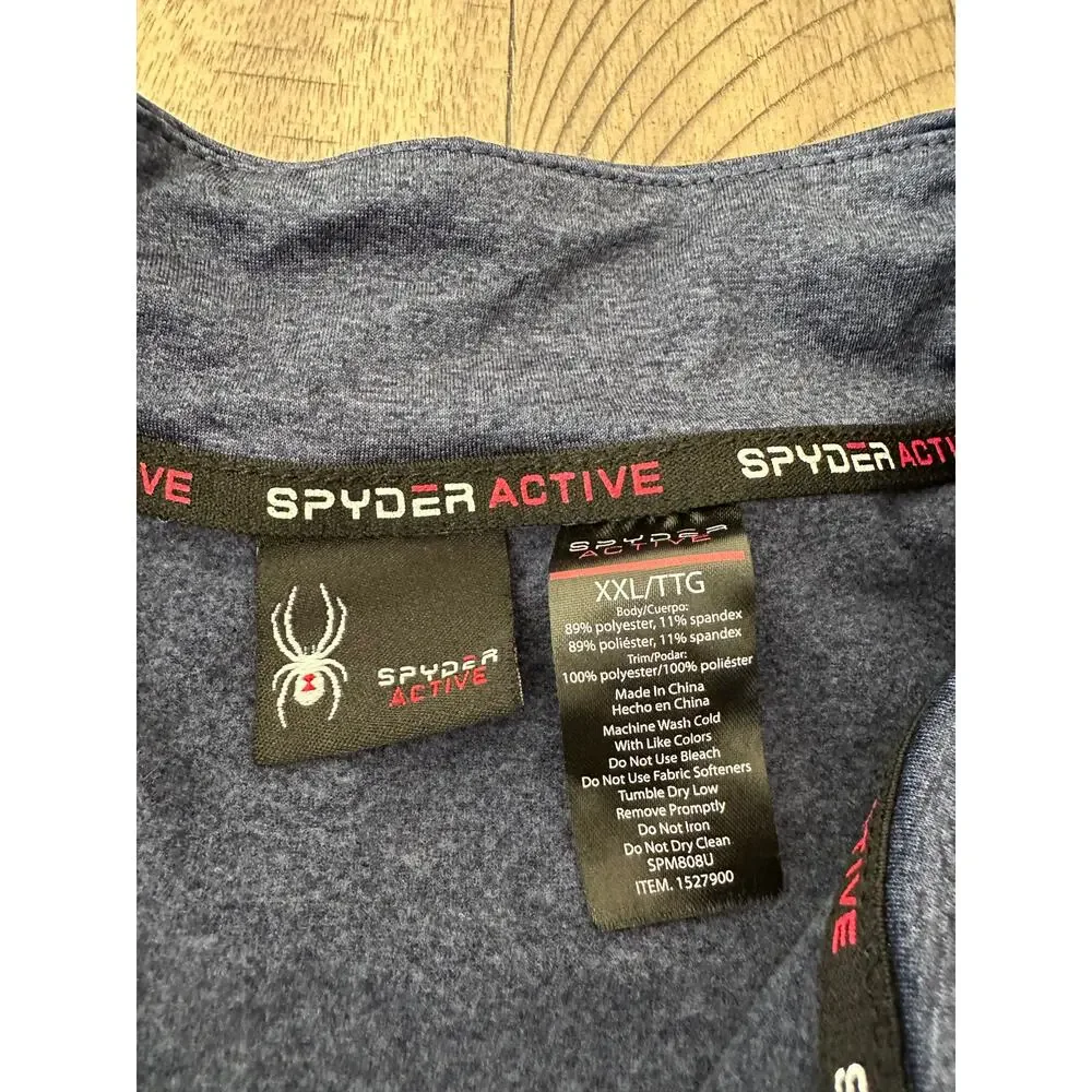 Spyder Active 1/4 Zip Pullover Men XXL Blue Heather Long Sleeve Athletic Shirt